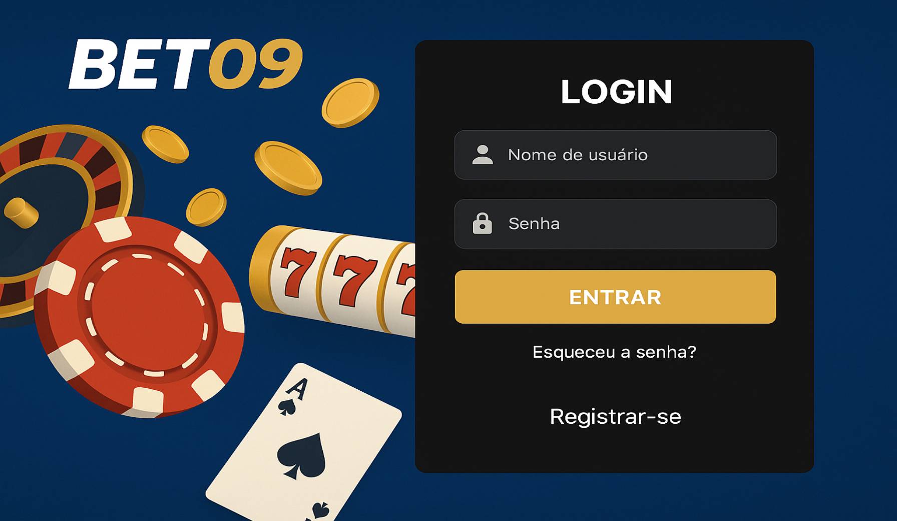 Criar uma nova Conta no plataforma BET09